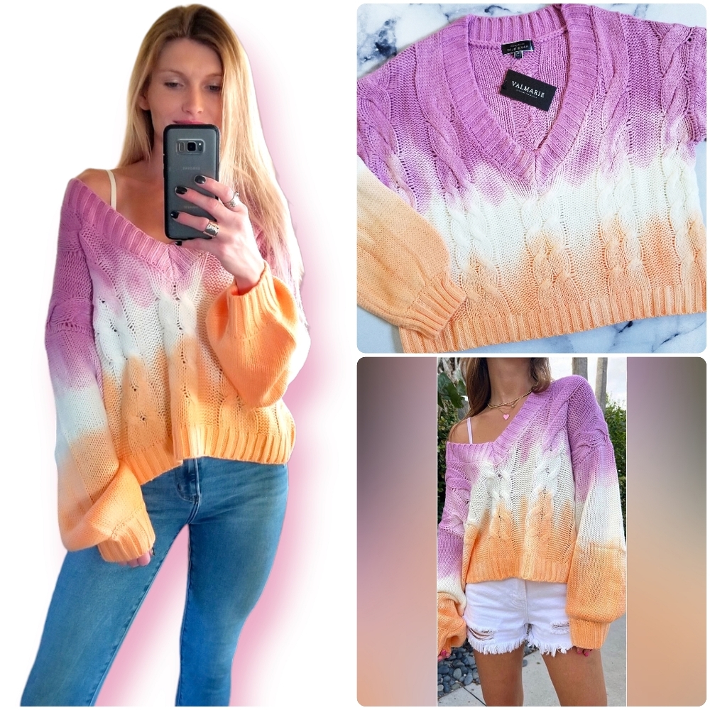 NEW Blue Blush Cropped Cable Knit Sweater